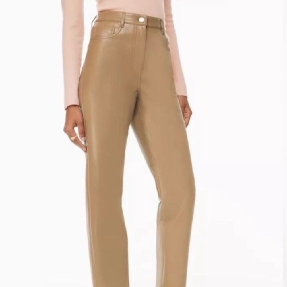 Wilfred The Melina  Faux Leather Straight Leg Tan Pants Size 4